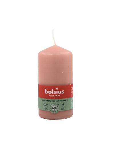 Bolsius valcová sviečka Pillar Misty Pink 33h