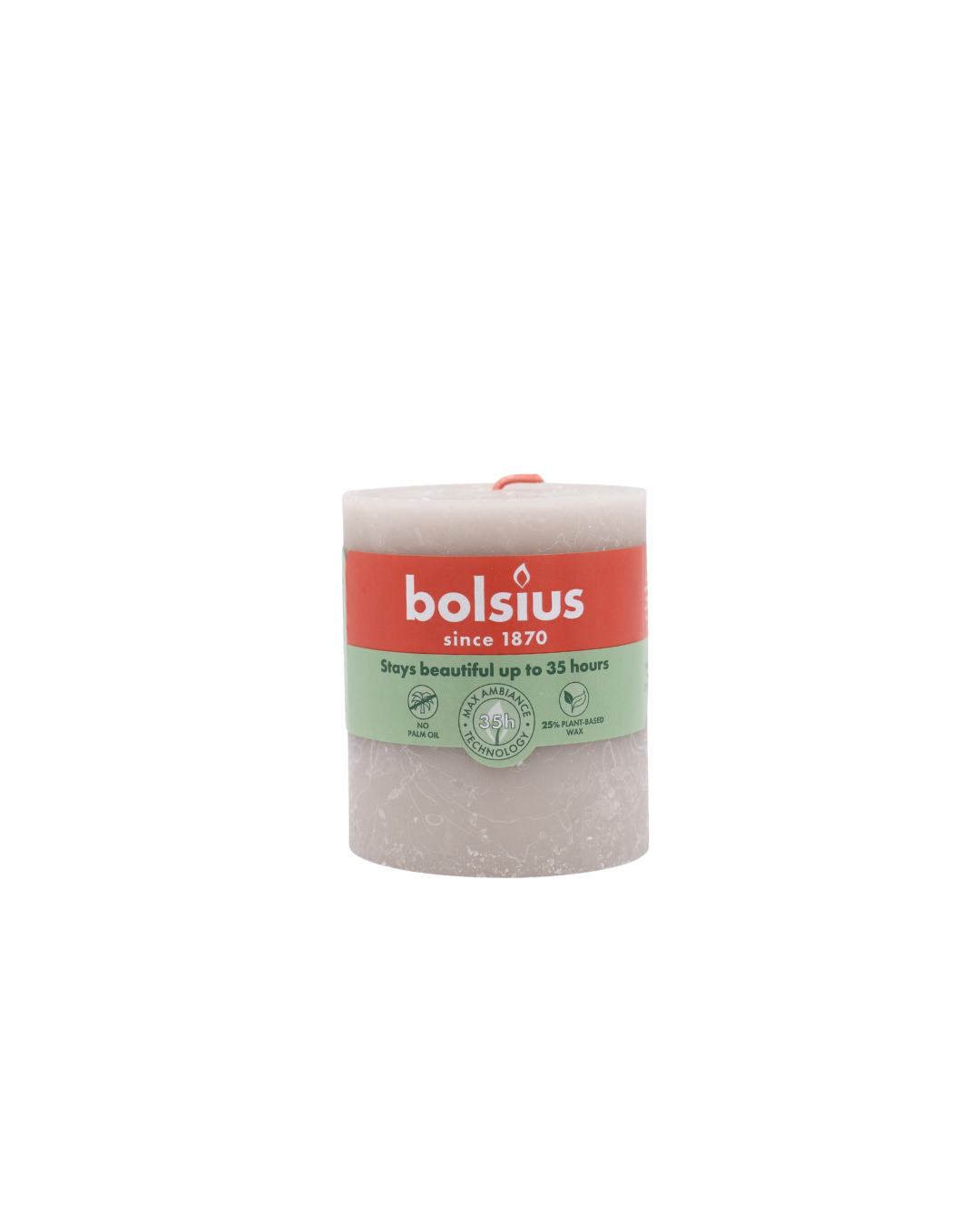 Bolsius rustikálna sviečka Sandy Grey 35h