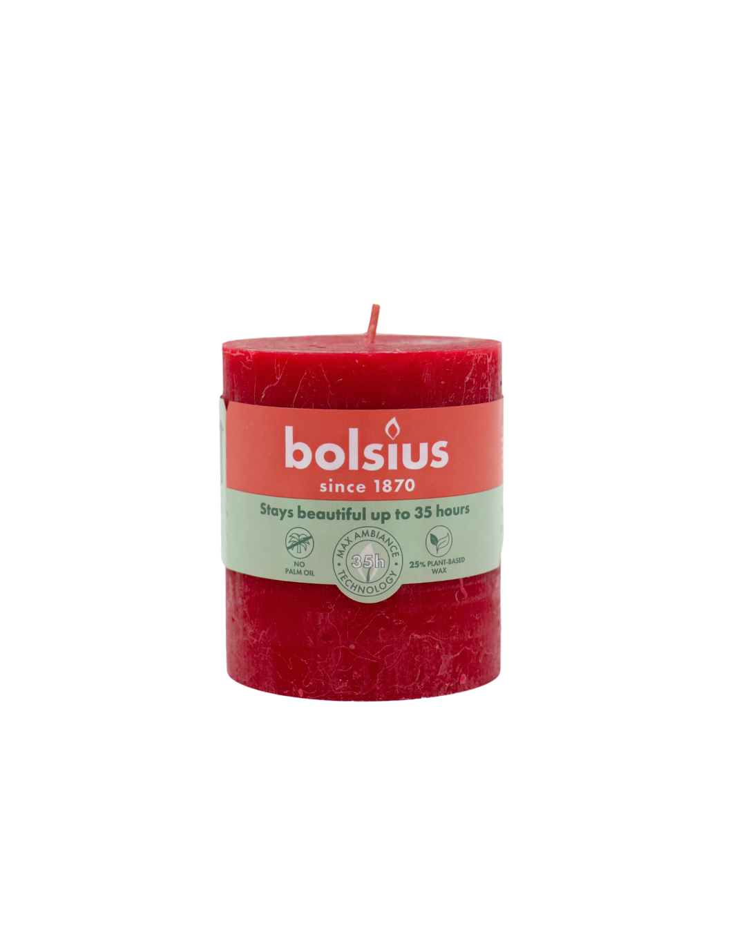 Bolsius rustikálna sviečka Delicate Red 35h
