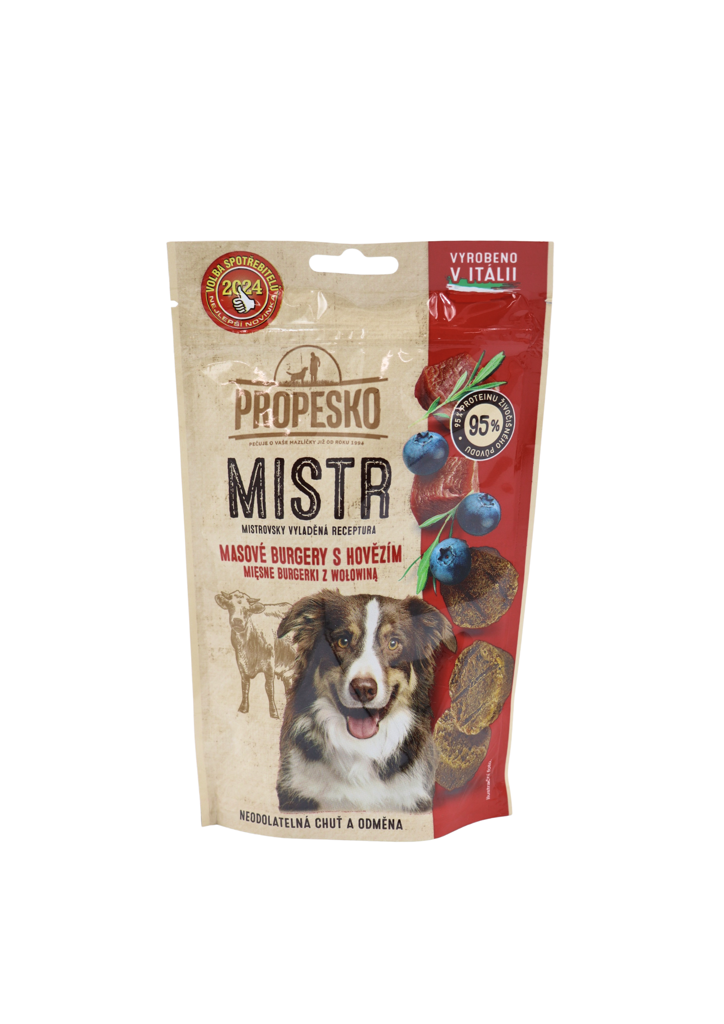 Propesko snack pre psov Mistr Hovädzie burgre 60g