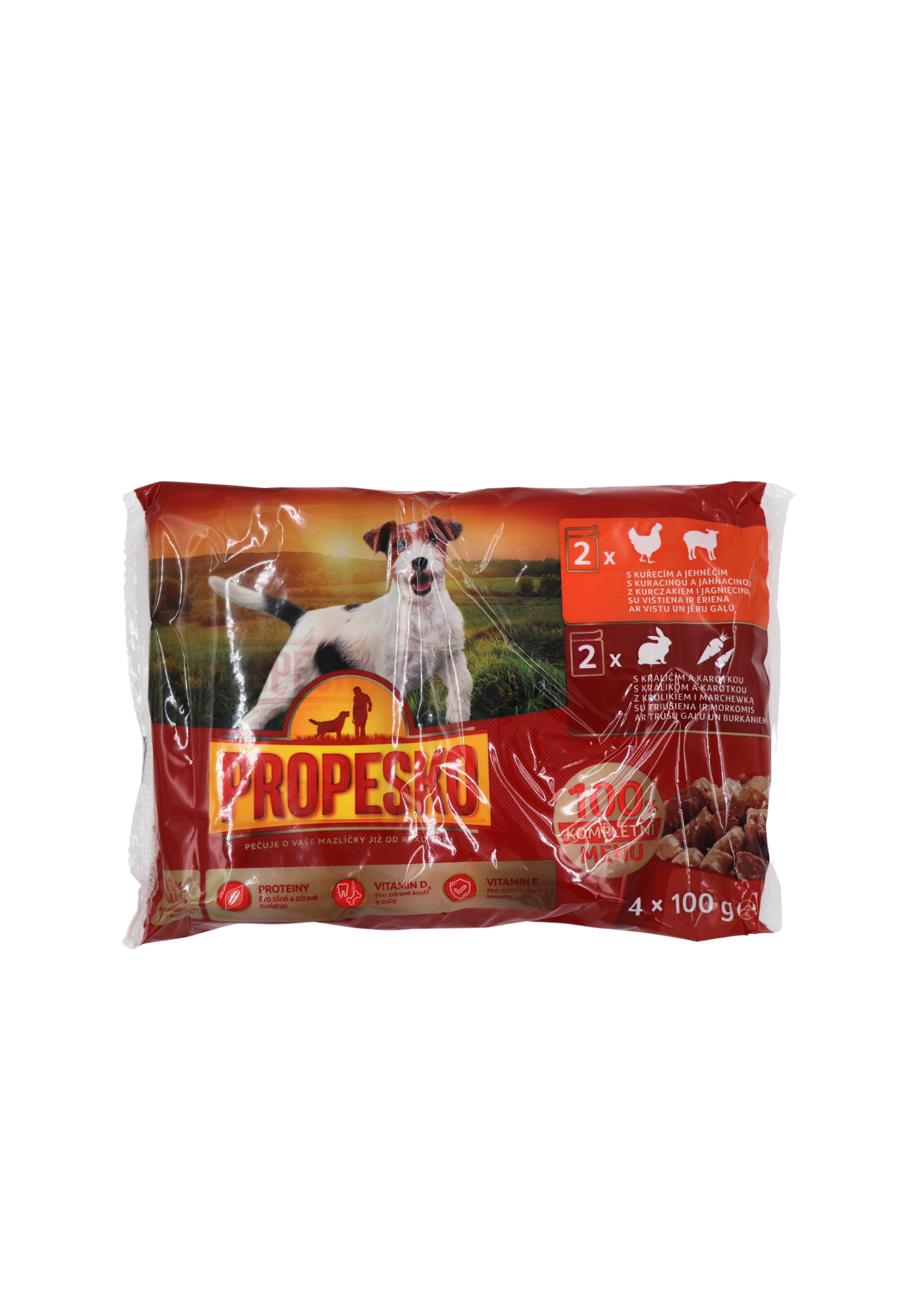 Propesko kapsička pre psov – Králik, Zelenina, Kuracie a Jahňacie 4×100 g