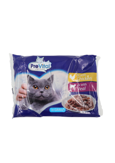 PreVital kapsička pre mačky kuracie teľacie 4x100g