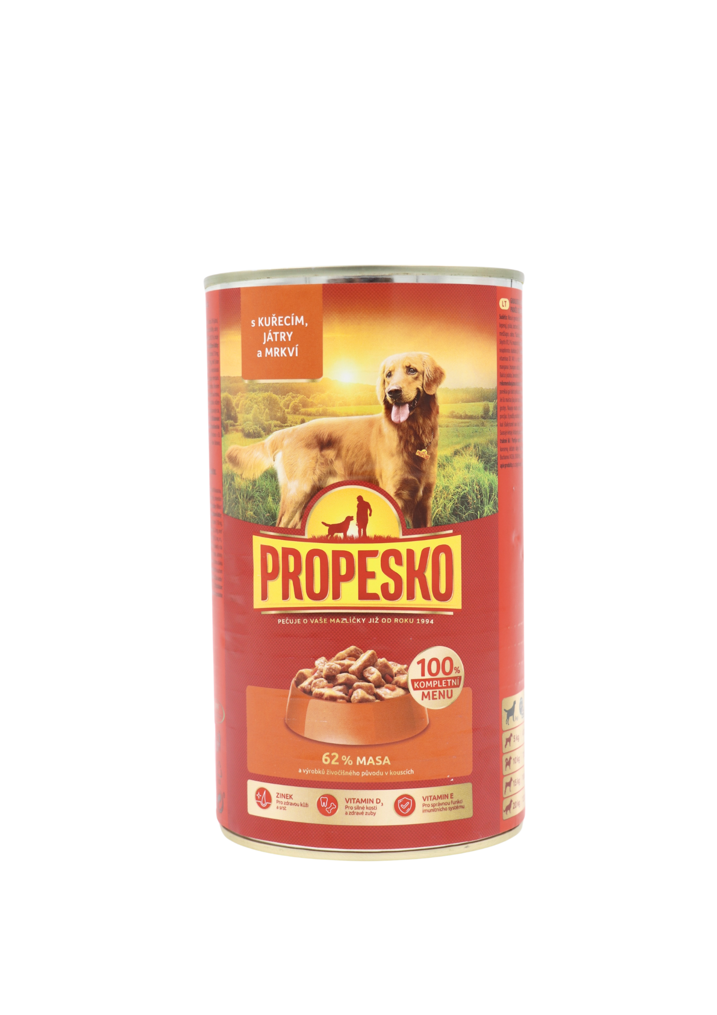 Propesko konzerva pre psov kura-pečeň-mrkva 1240g