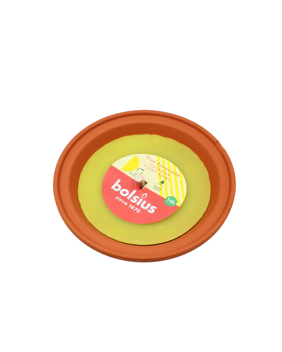 Bolsius vonkajšia sviečka v terakotovej miske True Citronella 230/60mm (Doba horenia 14h)