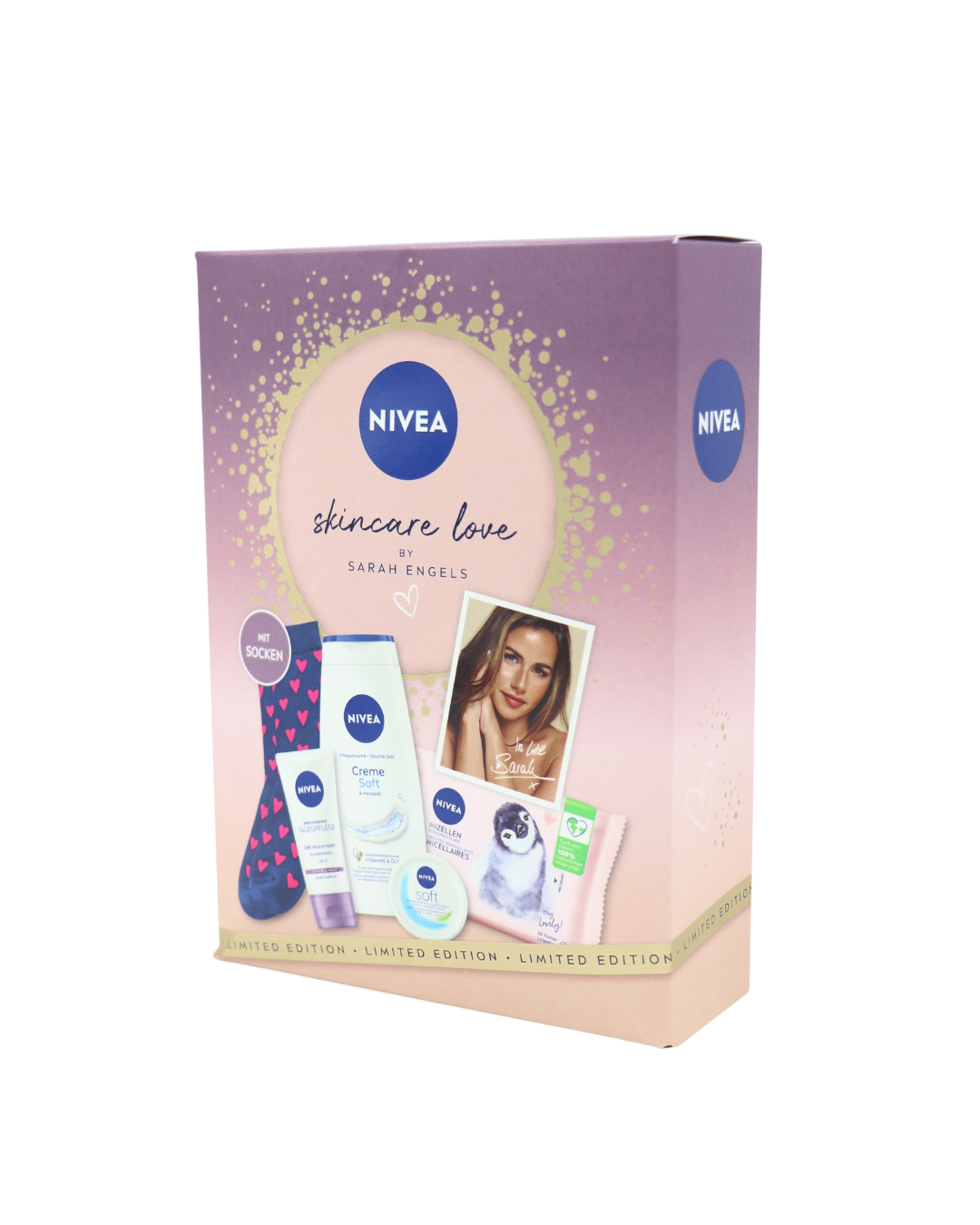 Nivea darčekový balíček Skincare Love sprchový gél + krém na tvár 50ml + Soft Cream 50ml + odličovacie vlhčené utierky