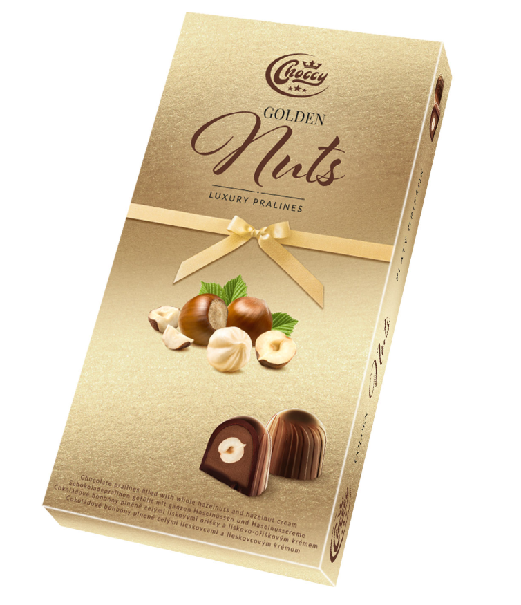 Choccy GOLDEN NUTS oriešok v čokoláde 98g 16ks/kartón