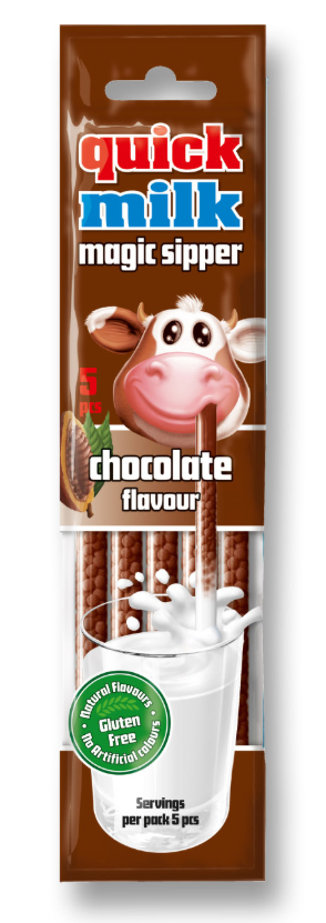 Quick Milk ČOKOLÁDOVÁ slamka do mlieka 5ksx6g (20x12=240ks/kartón )