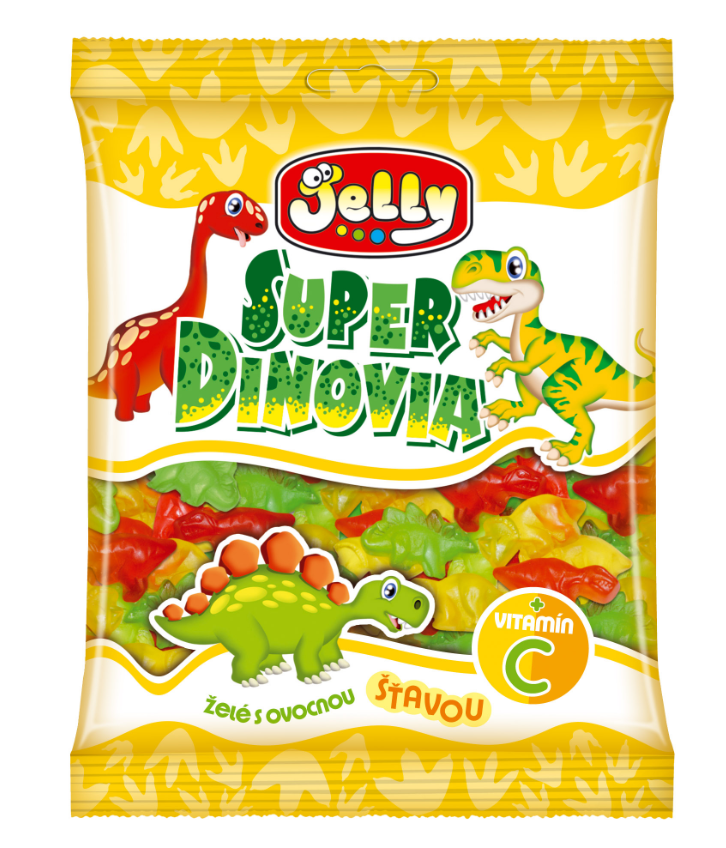 JELLY Super Dinova želé s ovocnou šťavou + vitamín C 80g (25ks x 2 = 50ks/kartón)