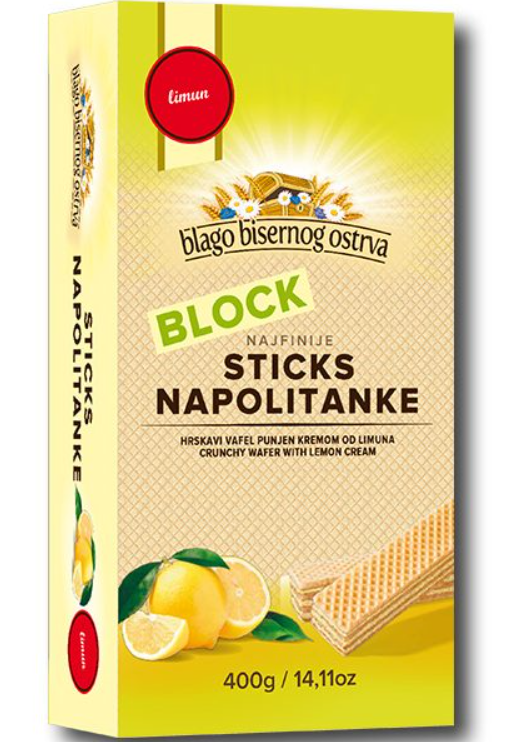 BLOCK* Napolitánky CITRÓNOVÉ 400g 12ks/kartón