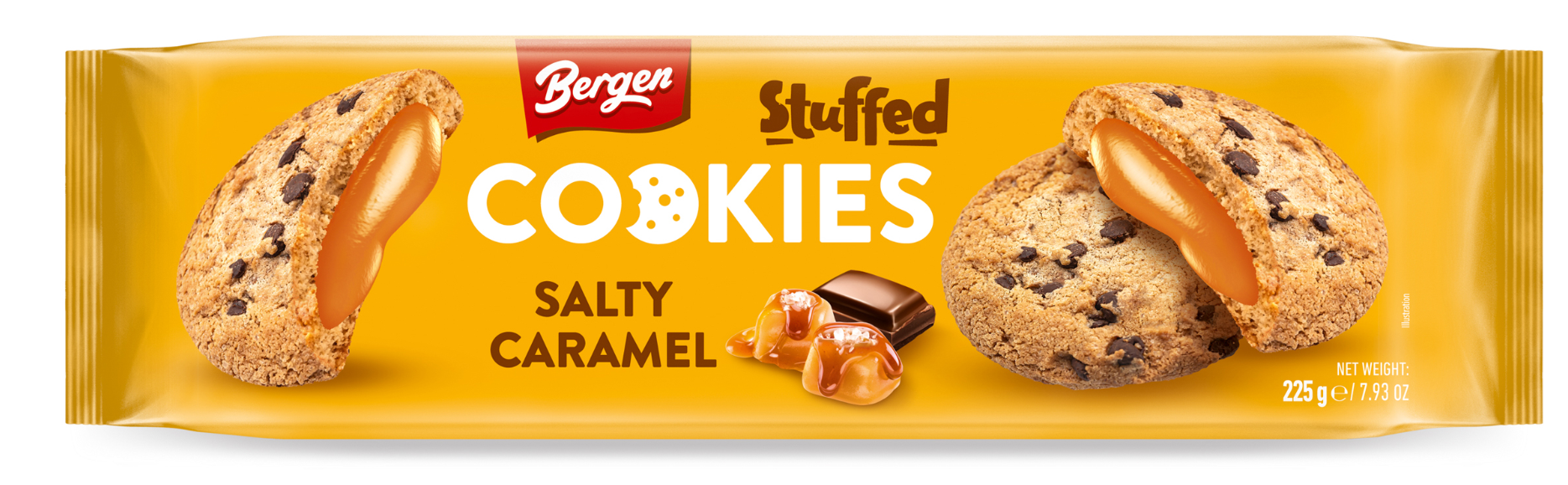 COOKIES SALTED CARAMEL 225g sušienky s náplňou slaný karamel 27ks/kartón