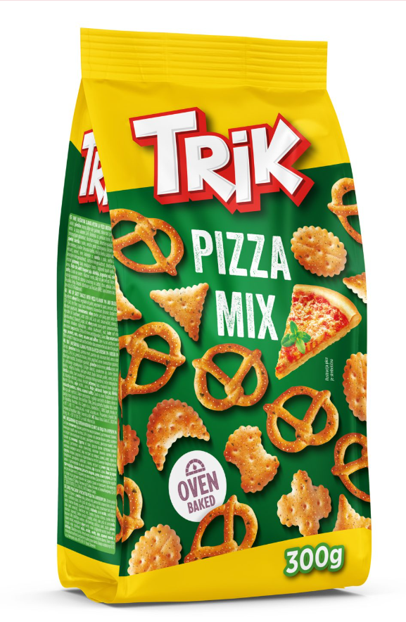 TRIK PIZZA MIX praclíky a krekry 300g 9ks/kartón