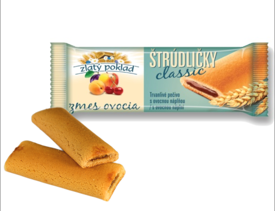 ŠTRÚDLIČKA MIX OVOCIE 21g (trvanlivé pečivo) 36x5=180ks/kartón