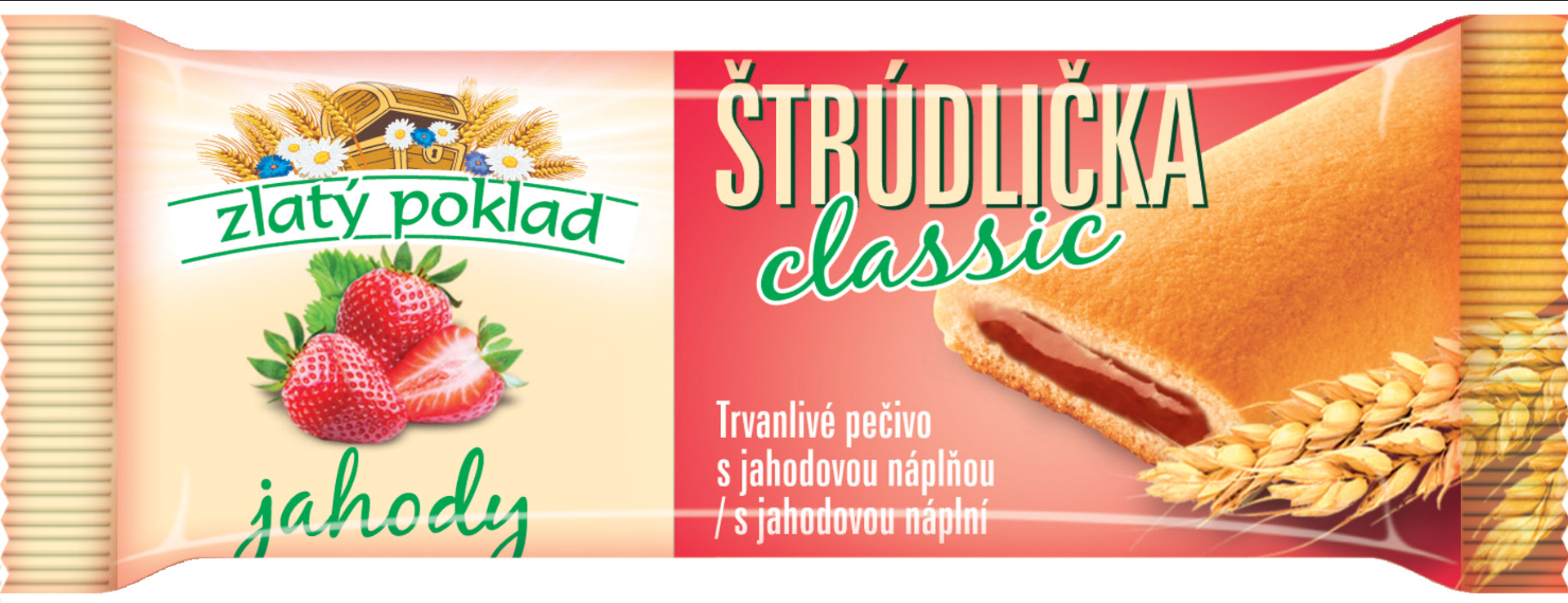 ŠTRÚDLIČKA JAHODOVÁ 21g (trvanlivé pečivo) 36x5=180ks/kartón