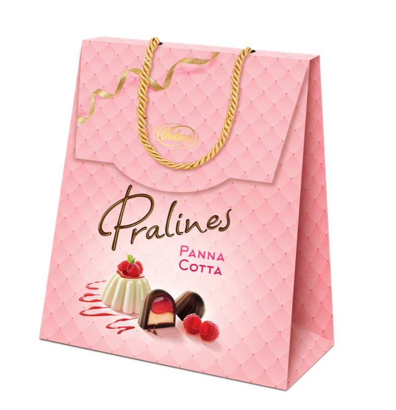 KABELKA PANNA COTTA 200g čokoládová bomboniéra s malinovou náplňou