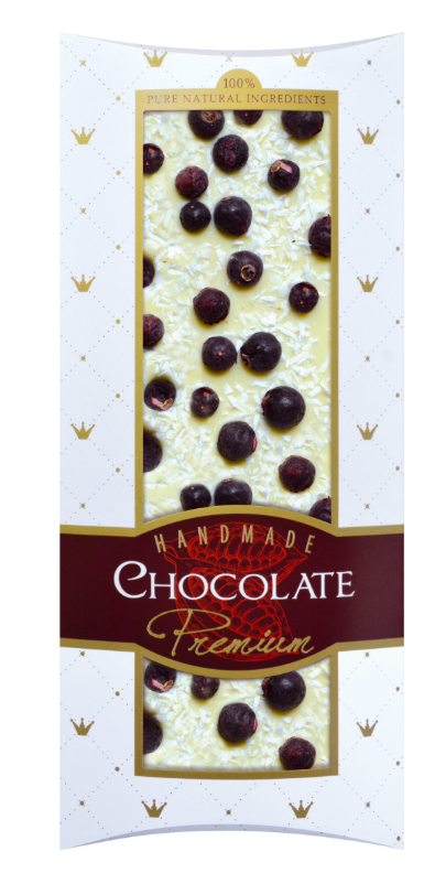 ČOKOLÁDA BIELA KOKOS + Čierna ríbezľa (handmade) 100g